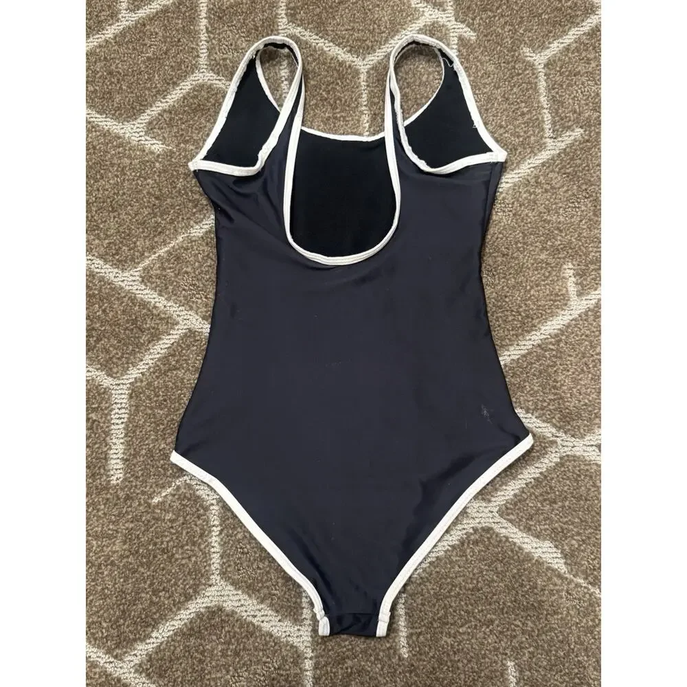 Balmain Paris Black & White Logo One-Piece Swimsuit Italy Ref T500-B433U Size S
